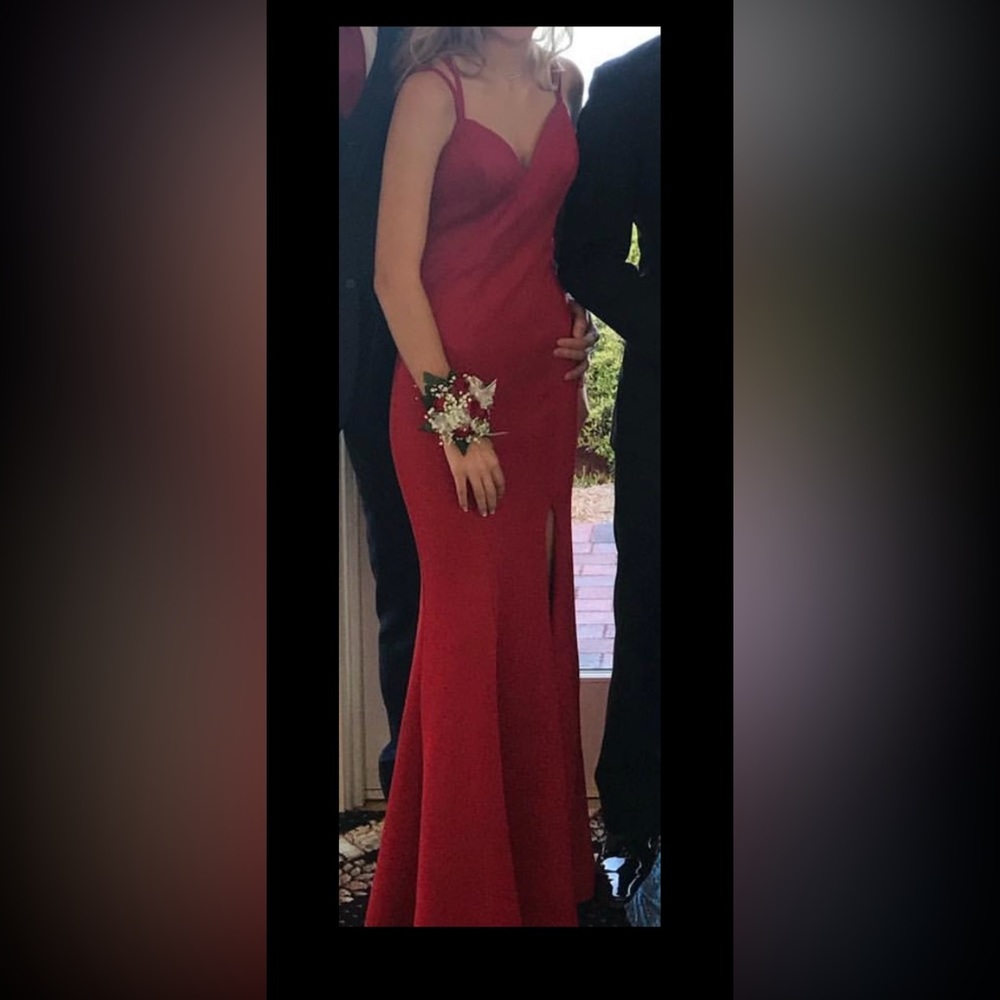 red formal gown formal occasion size XS prom formal wedding gown with slit